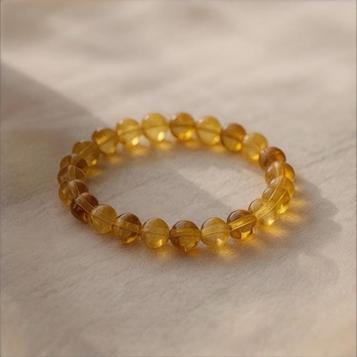 Citrine 8mm Round Bead Bracelet