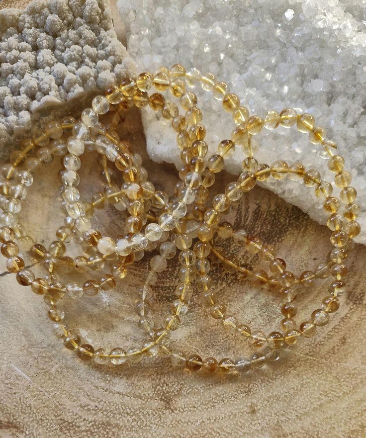 Citrine 8mm Round Bead Bracelet