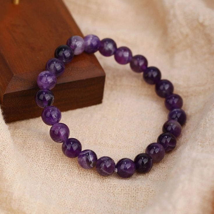 Amethyst 8MM Round Bead Bracelet