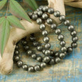 Pyrite 8MM Round Bead Bracelet
