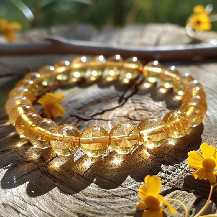 Citrine 8mm Round Bead Bracelet